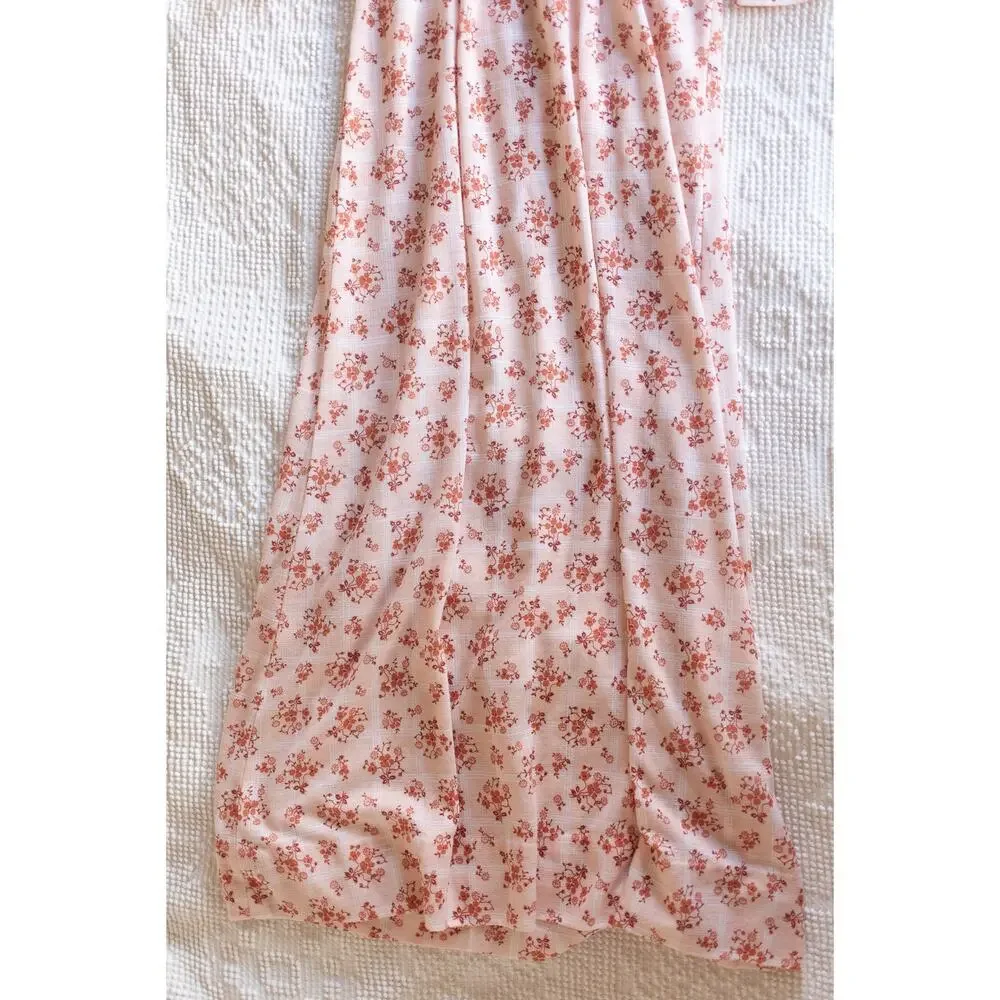 Vintage 70s Maxi Barkcloth Dress Handmade Retro Mod SMALL FLAW - Picture 5 of 10